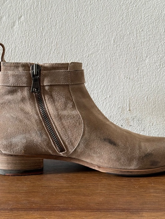 John Varvatos Suede Jodhpur Ankle Boots Men\'s Size 11 Taupe Side Zip Buckle Boot main image 8